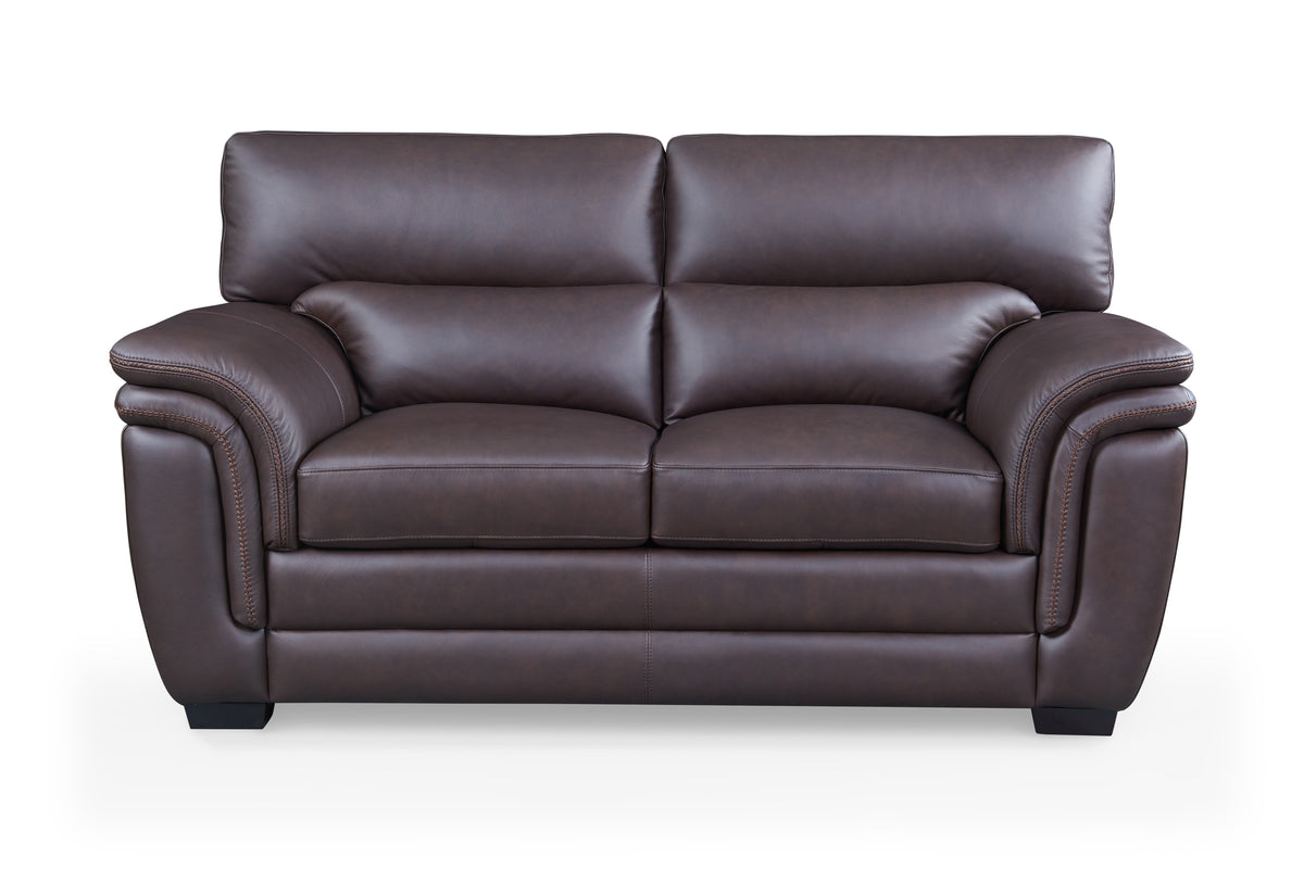 Leather Italia Paxton 1844 Brown Sable Leather Loveseat