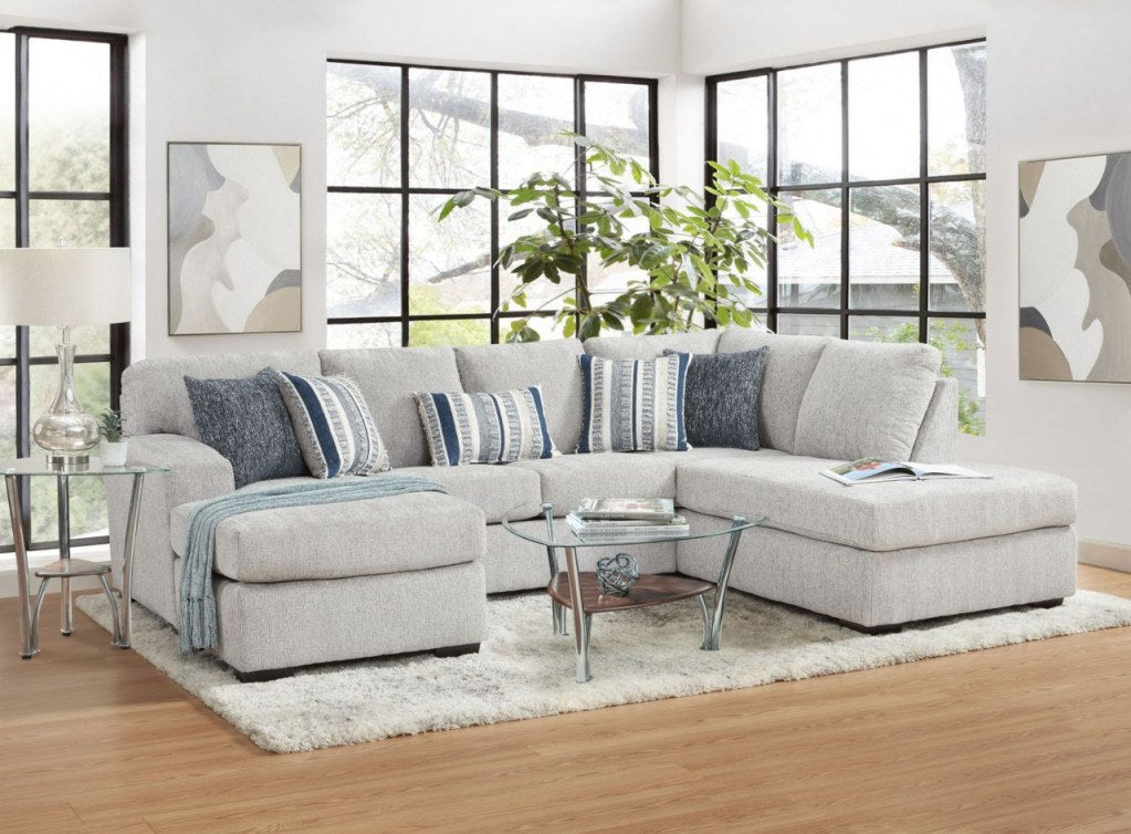 Affordable Furniture Bita Platinum U-Shape Sectional Set - Light Gray Fabric