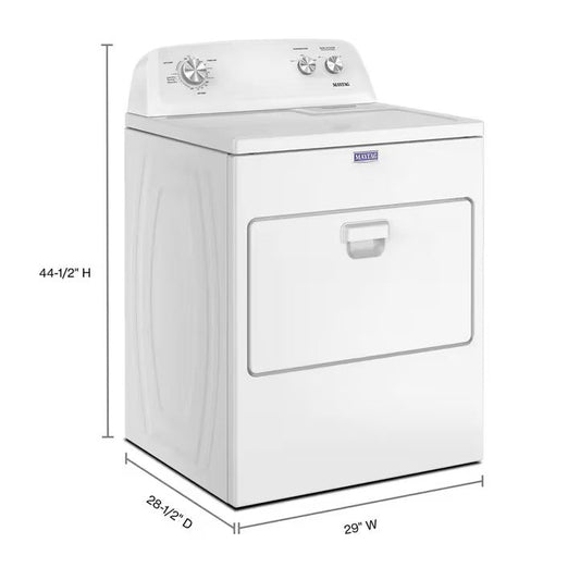 Maytag MED4005SW electric dryer manufacturer dimension illustration