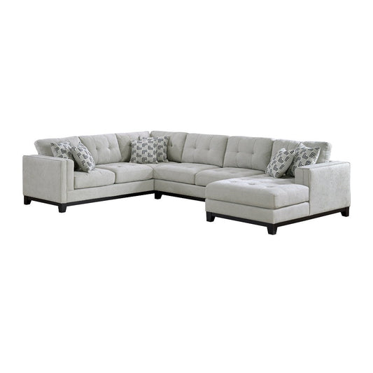 Elements International Wyatt 3-Piece U-Shaped Sectional with Ottoman - Light Gray Fabric — image 2