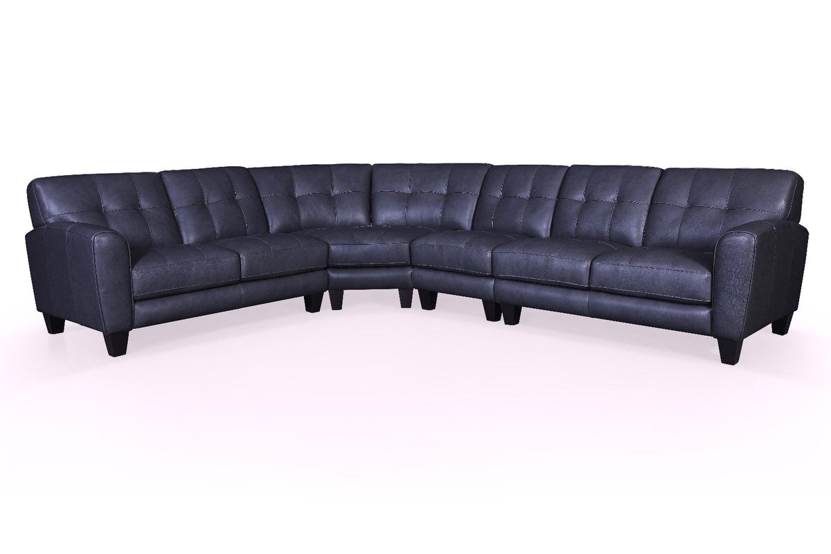 Leather Italia Seabrook 3-Piece Sectional - Blue Denim Leather