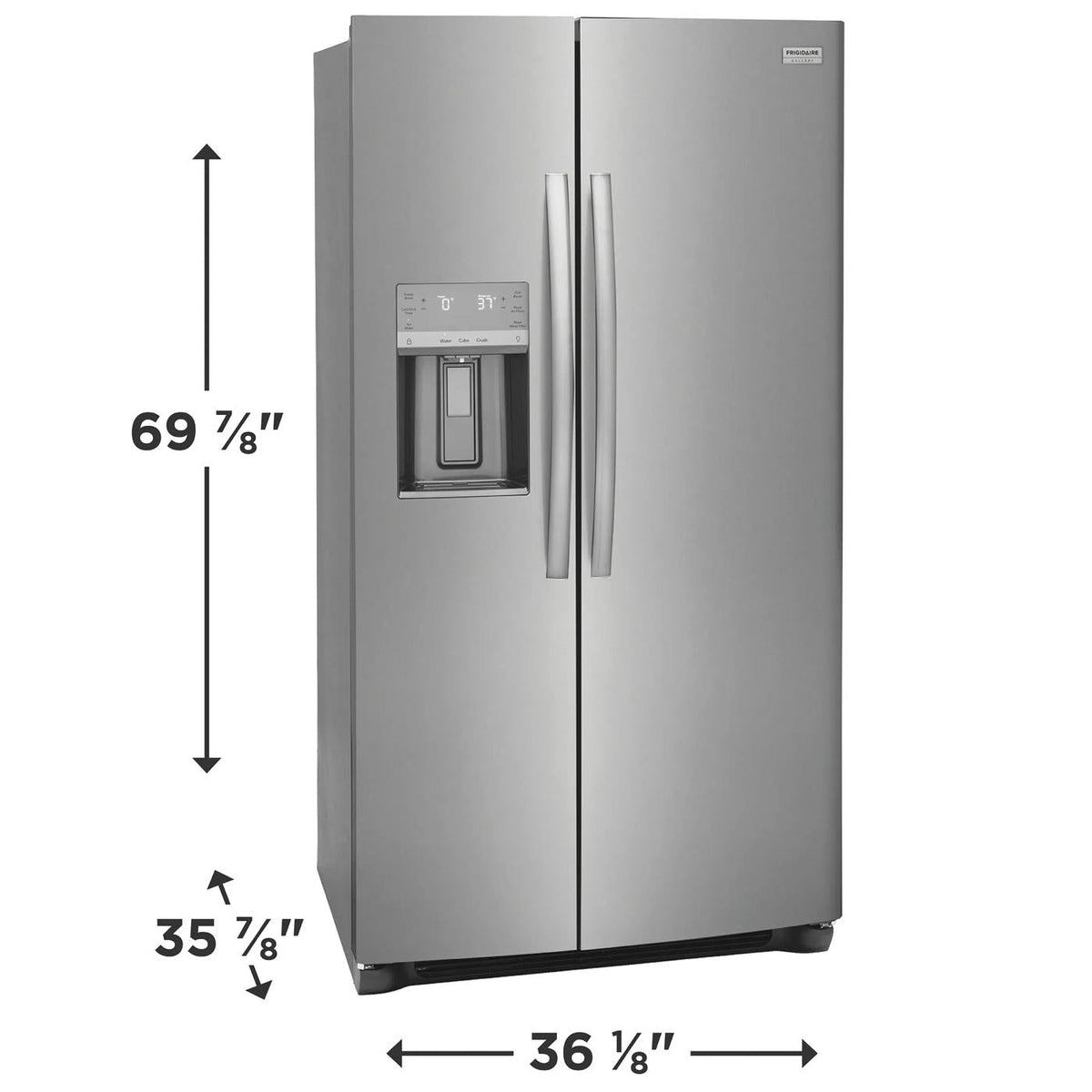 Frigidaire Gallery GRSS2652AF refrigerator width, height, and depth