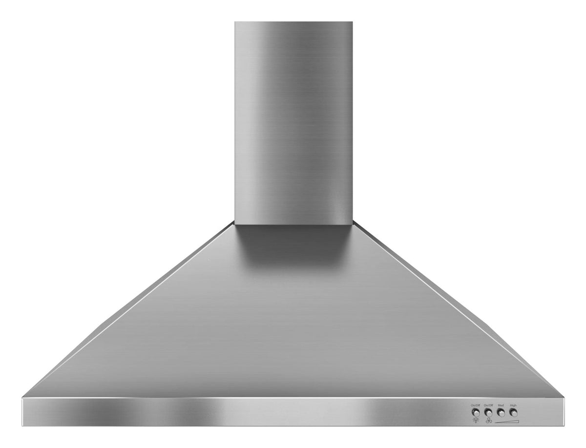 Whirlpool GXW7330DXS stainless steel 30-inch wall-mount canopy hood, front exterior