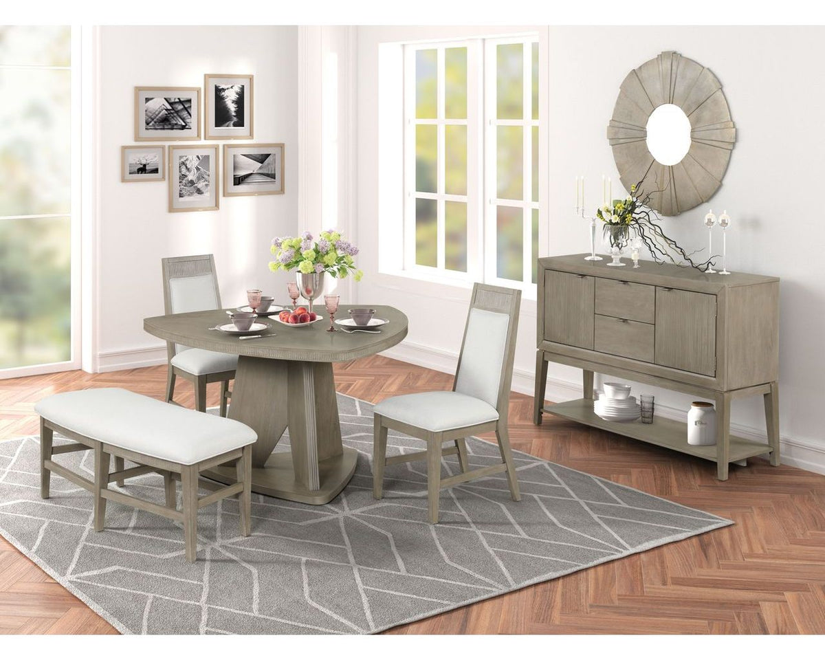 Lifestyle Furniture C9608D Weathered Gray collection room setting; this listing is the dining bench