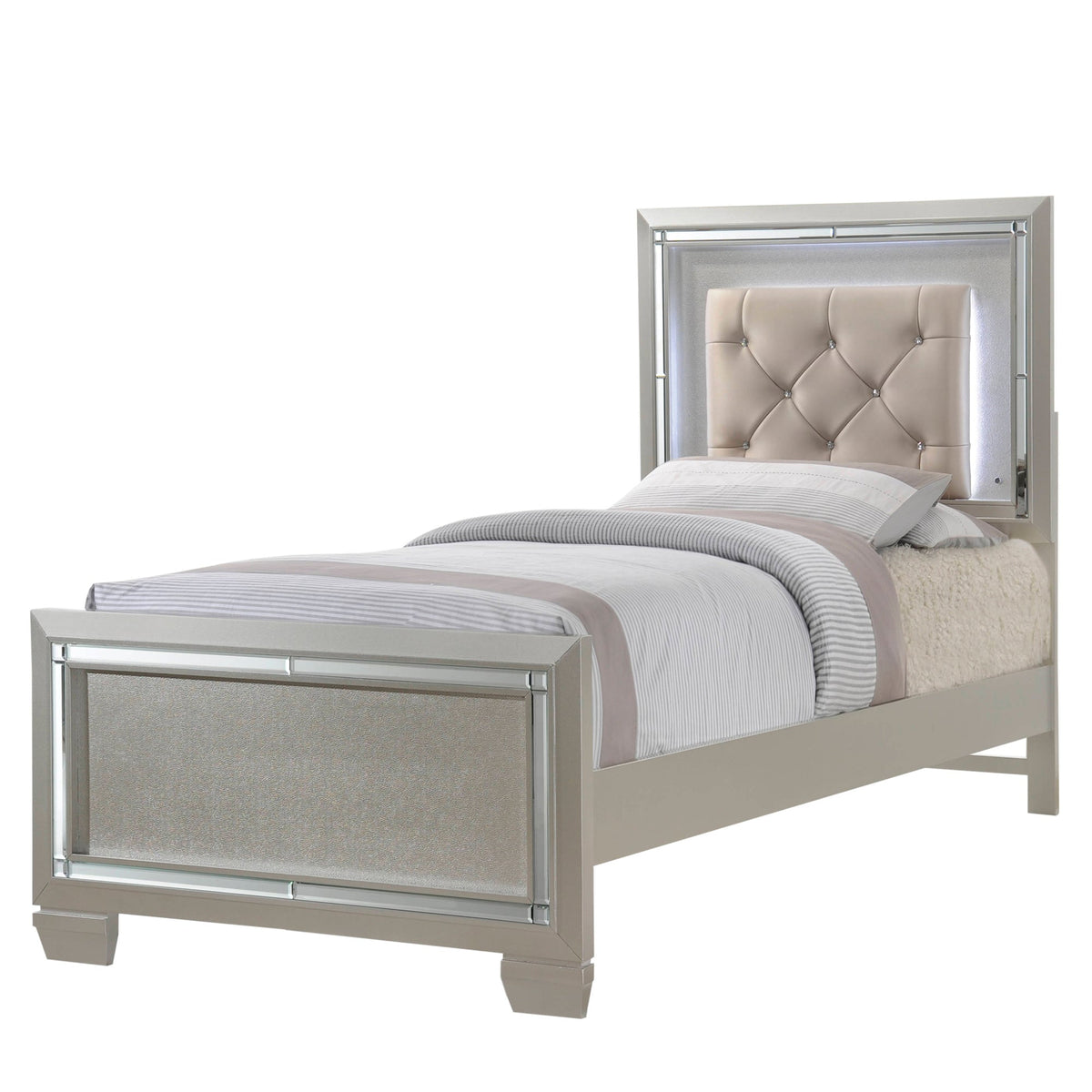 Elements International Platinum Champagne twin bed
