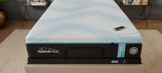 Tempur-Pedic ProBreeze 2.0 Medium mattress cover and side detail; adjustable base sold separately; photographed size may differ from King