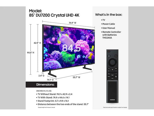 Samsung 85-inch Crystal UHD 4K Smart TV - Black — image 2