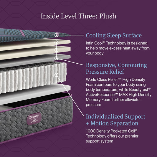Beautyrest World Class Hybrid Level 3 Plush 13-Inch Twin XL Mattress — construction