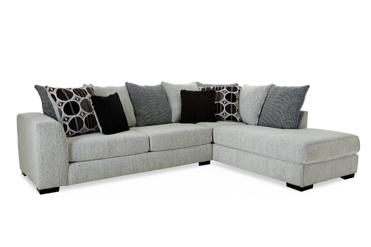 Albany Arctic Black 2-Piece Sectional - Light Gray Fabric — image 2