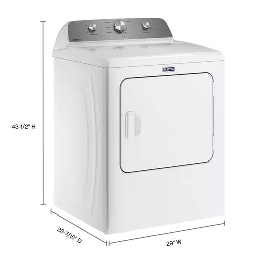Maytag MED4500MW electric dryer manufacturer dimension illustration