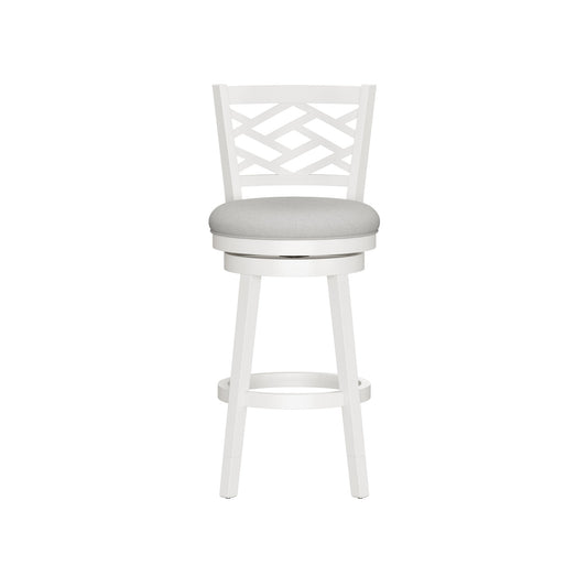 HH2home Riva Adjustable-Height Swivel Stool with Lattice Back - White & Gray