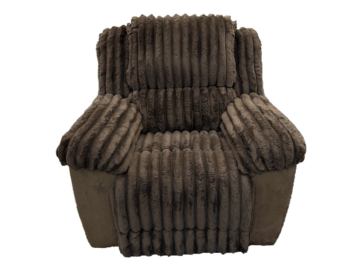 Lifestyle Furniture U821621 Chocolate Cord Rocker Recliner — actual tagged floor photograph isolated on white; one item only