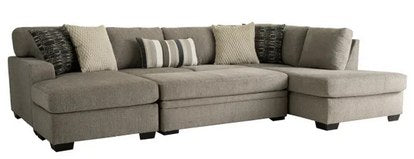 Behold Home Bri Pewter two-piece sectional with left sofa and right chaise, shown without optional ottoman or chair