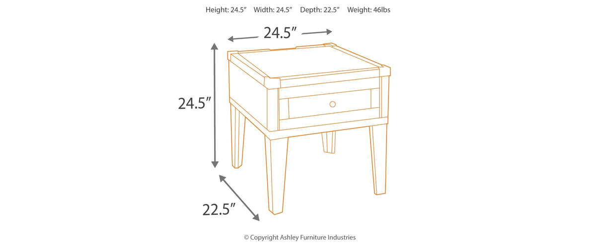 Todoe End Table with USB Ports & Outlets