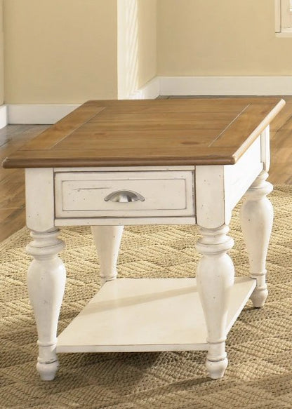 Liberty Furniture Rectangular End Table - White & Brown — image 2