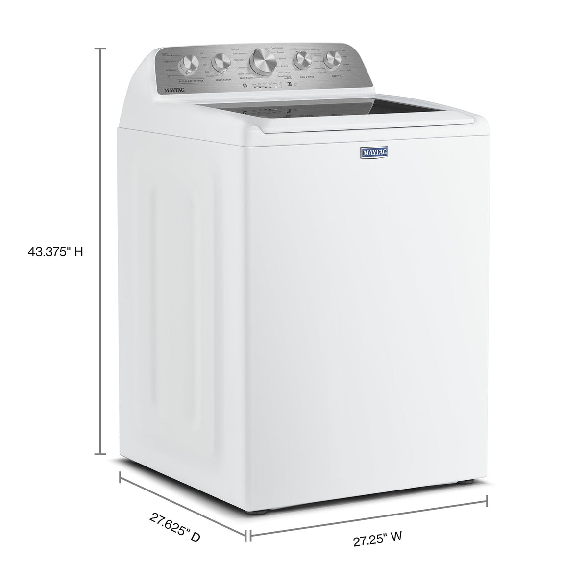 Maytag MTW5605RW washer manufacturer dimension illustration