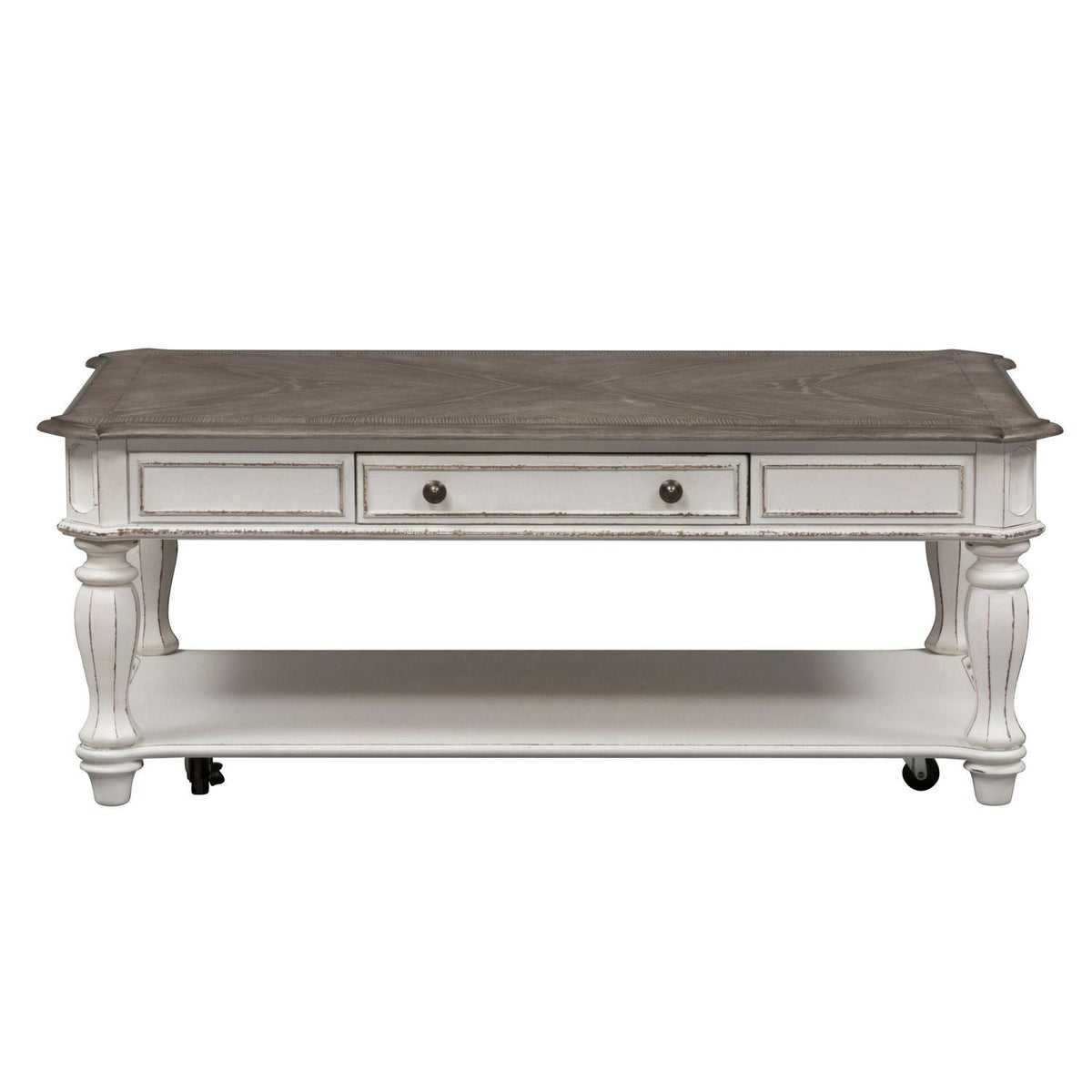 Liberty Furniture 244-OT1010 White and Brown Rectangular Cocktail Table