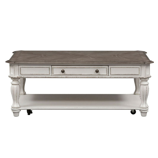 Liberty Furniture 244-OT1010 White and Brown Rectangular Cocktail Table