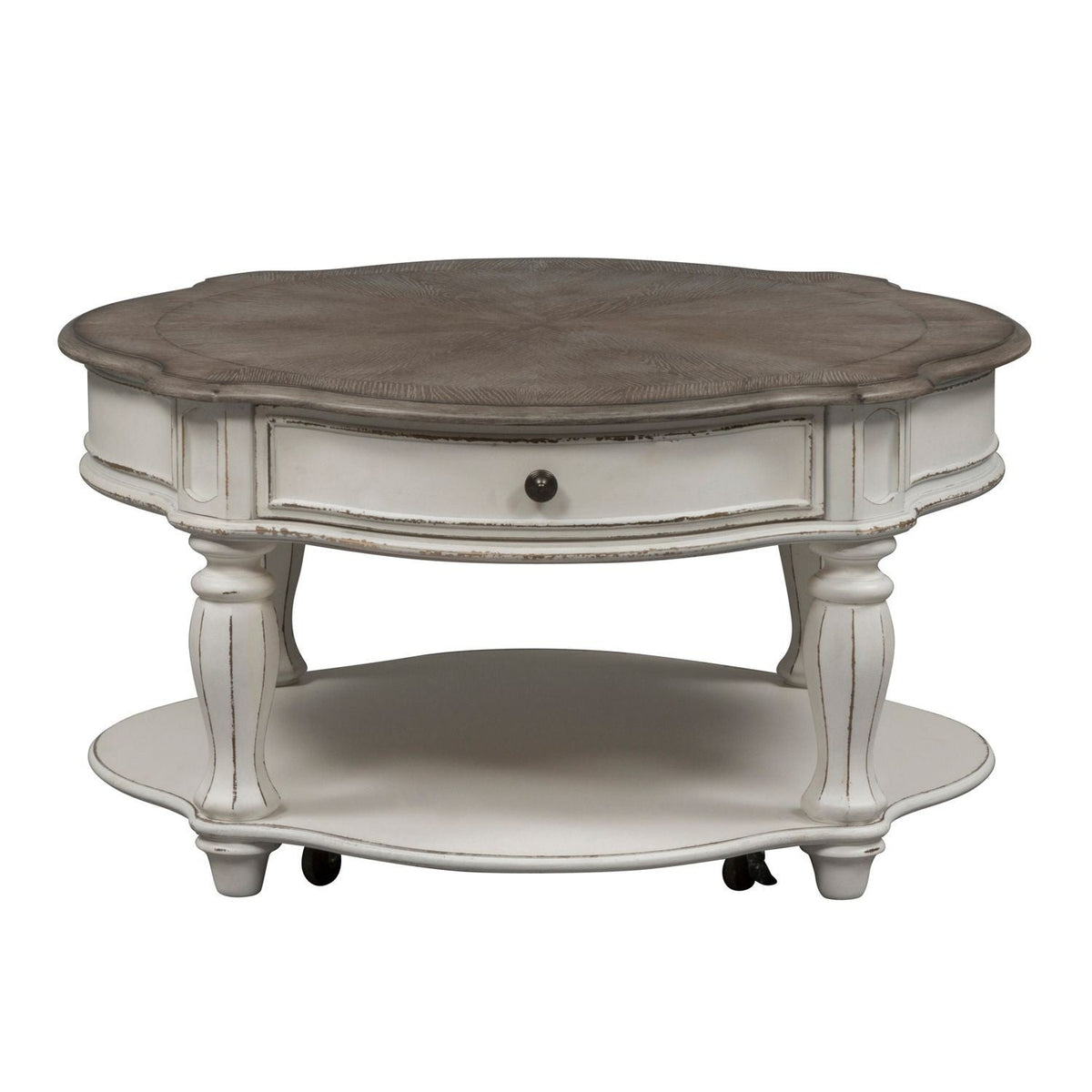 Liberty Furniture White and Gray Oval Cocktail Table