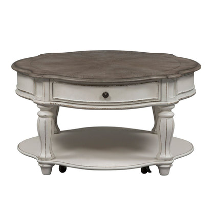 Liberty Furniture White and Gray Oval Cocktail Table
