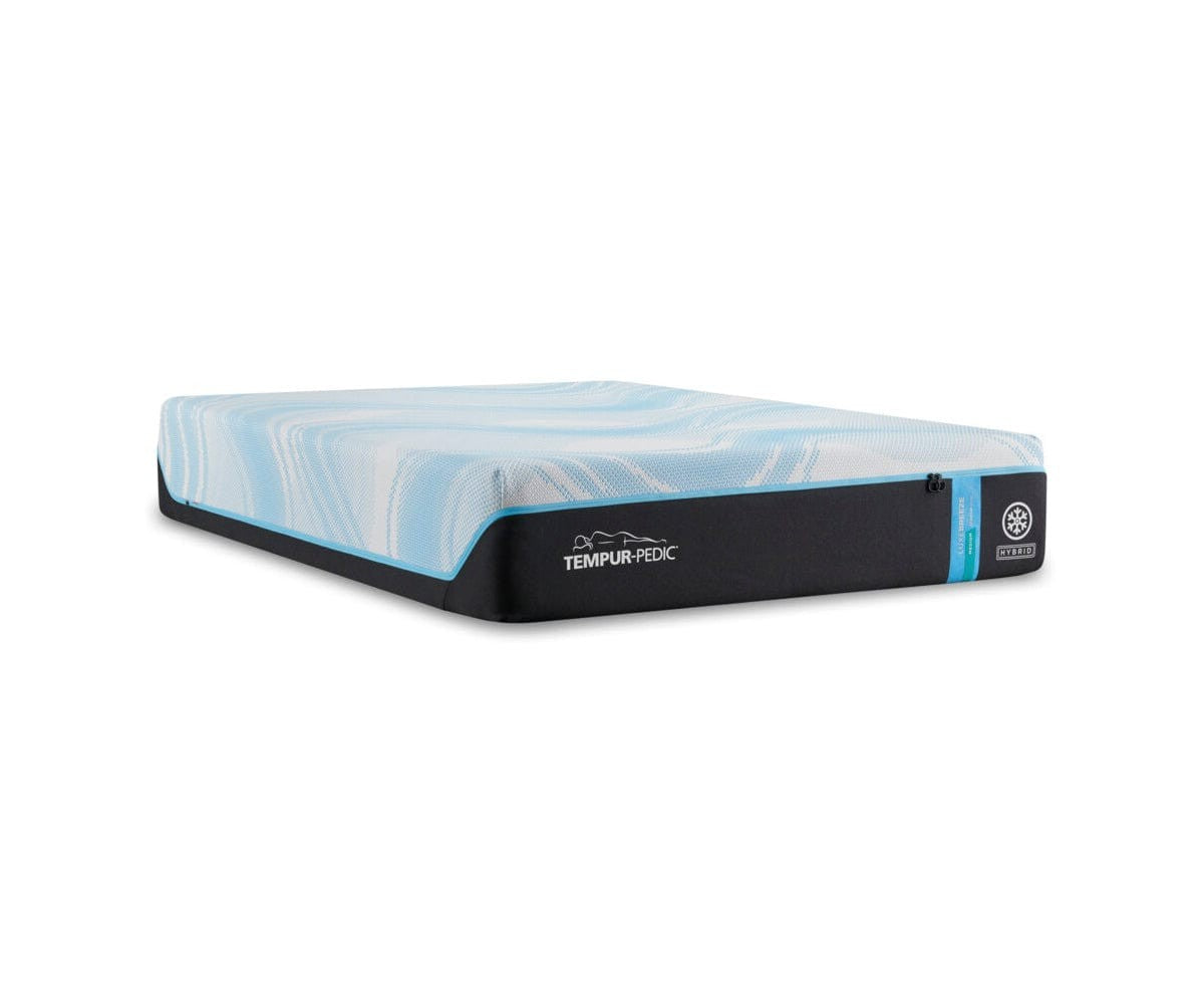 Tempur-Pedic LuxeBreeze 2.0 Medium Hybrid mattress three-quarter product view; photographed size may differ from King