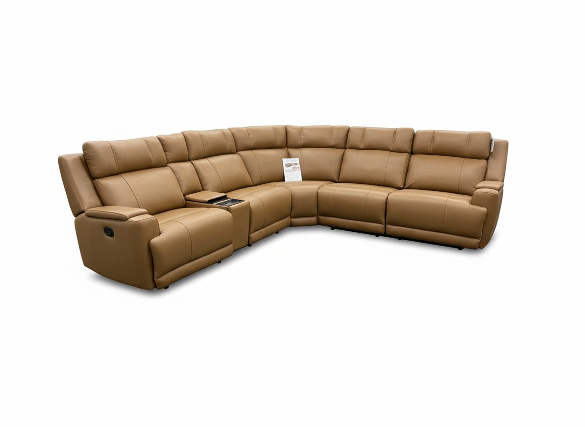 CHEERS 71125M 6-Piece Zero Gravity Power Reclining Sectional - Camel Leather
