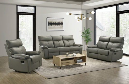 Complete living room set showcasing the 3-seater sofa, 2-seater loveseat, and single recliner chair in a modern room setting.