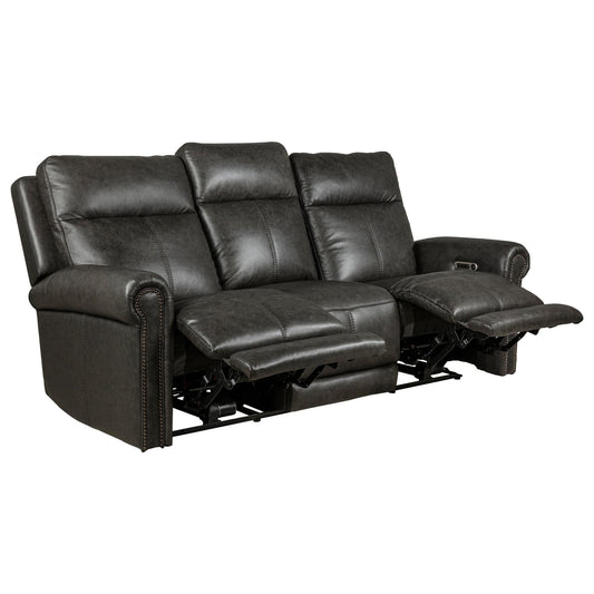 Alexandra Home Nailhead Black Reclining Sofa