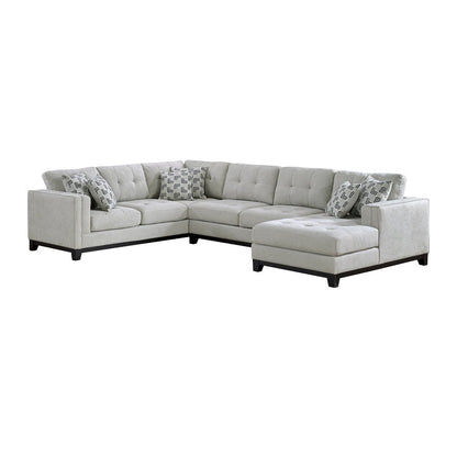 Elements International Wyatt 3-Piece U-Shaped Sectional with Ottoman - Light Gray Fabric — image 2
