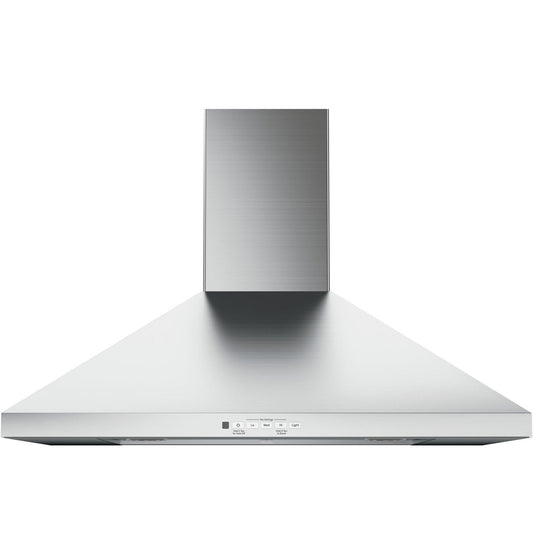 GE JVW5301SJSS stainless steel 30-inch pyramid wall-mount hood, front exterior
