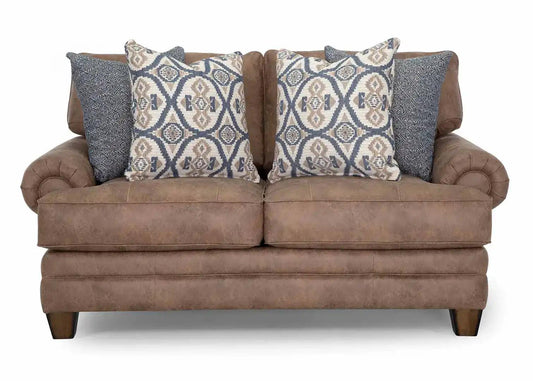 Franklin 957 Rich Saddle Brown Rolled Arm Loveseat