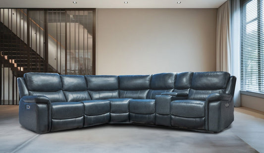 Lifestyle Furniture Sassari 5-Piece Dual Power Reclining Sectional - Marine Leather — image 2