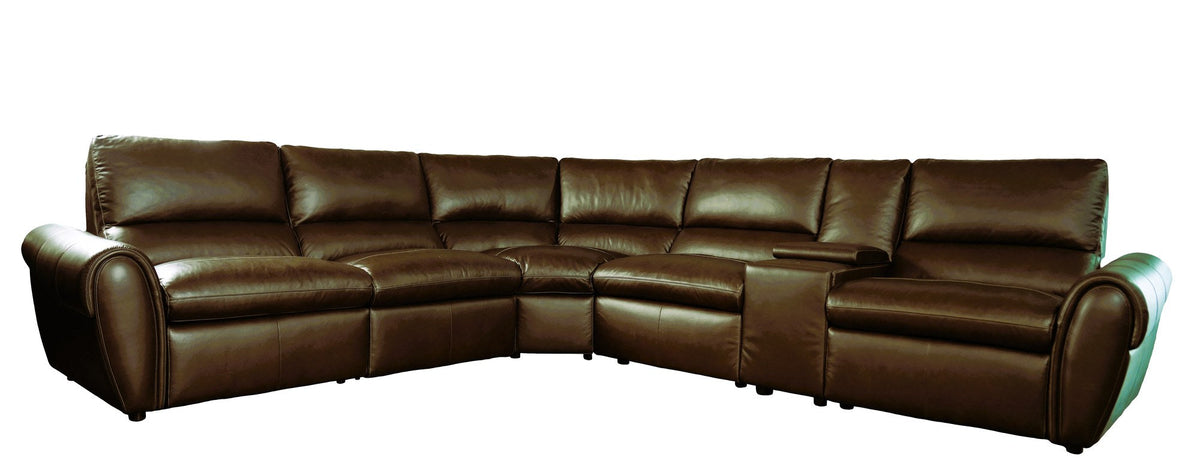 Futura US17001 Dual Power Leather Sectional Set - Camel Brown