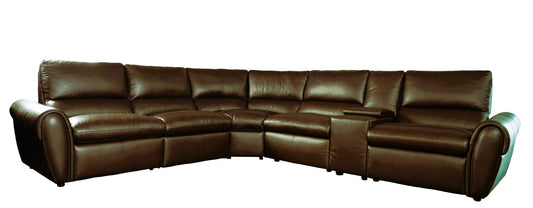 Futura US17001 Dual Power Leather Sectional Set - Camel Brown