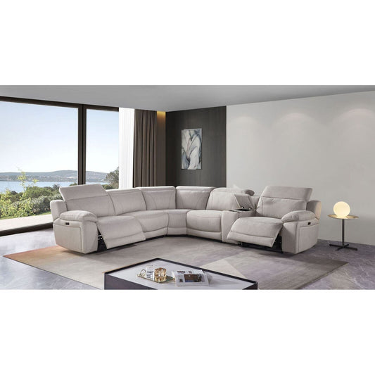 Elements International Blaine Oyster 3-Piece Power Reclining Sectional - Oyster Fabric