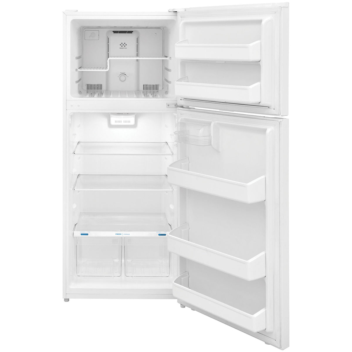 Frigidaire FFHT1822UW white refrigerator, open interior # finish_white