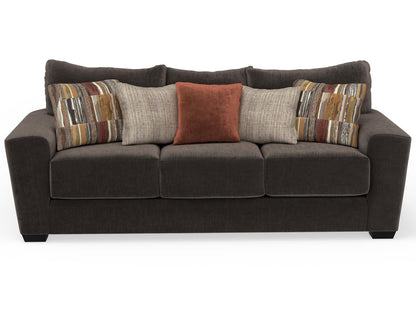 Corinthian Joshua Luscious Sable sofa, front view on a white background.