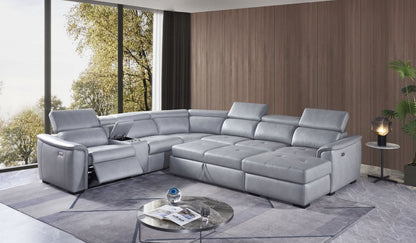 Elements International Typhoon Harbor 4-Piece Power Reclining Sectional - Grey