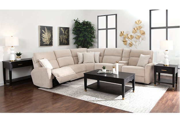 Alexandra Home 8889 Tan 6-Piece Dual-Power Reclining Sectional