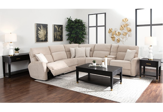 Alexandra Home 8889 Tan 6-Piece Dual-Power Reclining Sectional