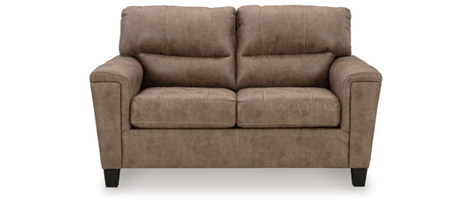 Ashley Navi Taupe Faux Leather Loveseat