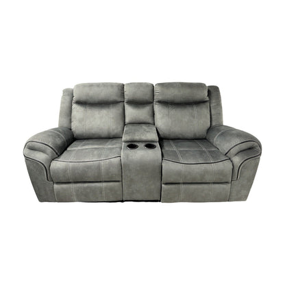 Elements International Sorento Charcoal Dual Reclining Console
