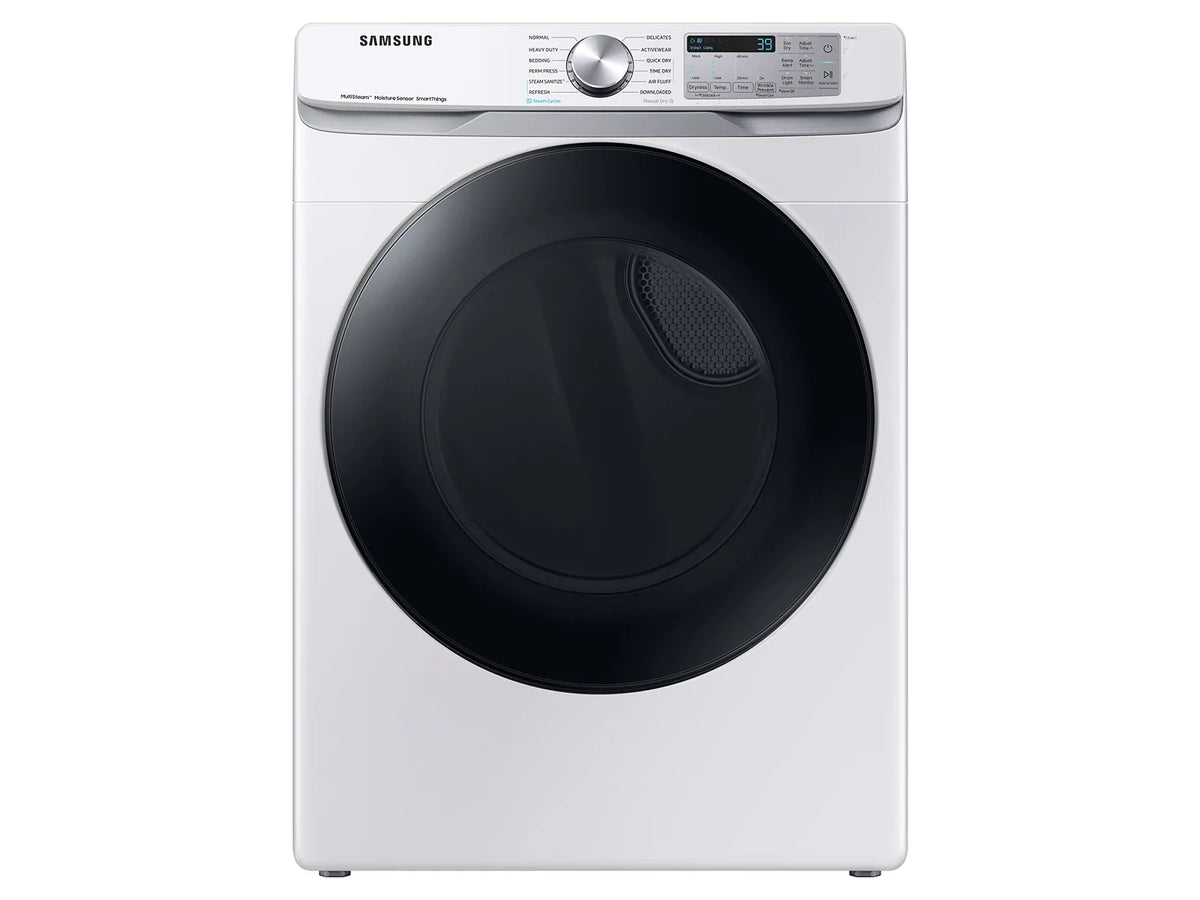 Samsung DVE45B6300W white dryer, front exterior