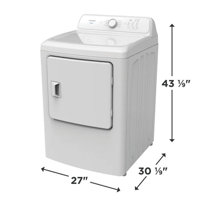 Frigidaire FLVE7000AW dryer dimensions: 27 inches wide, 30.1 inches deep, 43.1 inches high