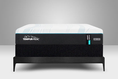 TEMPUR-Flat nine-inch foundation shown beneath a mattress; mattress and bed frame sold separately