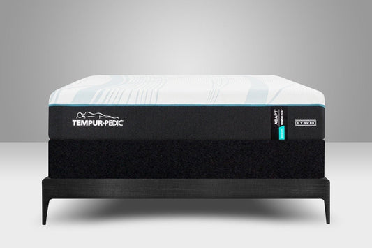 TEMPUR-Flat nine-inch foundation shown beneath a mattress; mattress and bed frame sold separately
