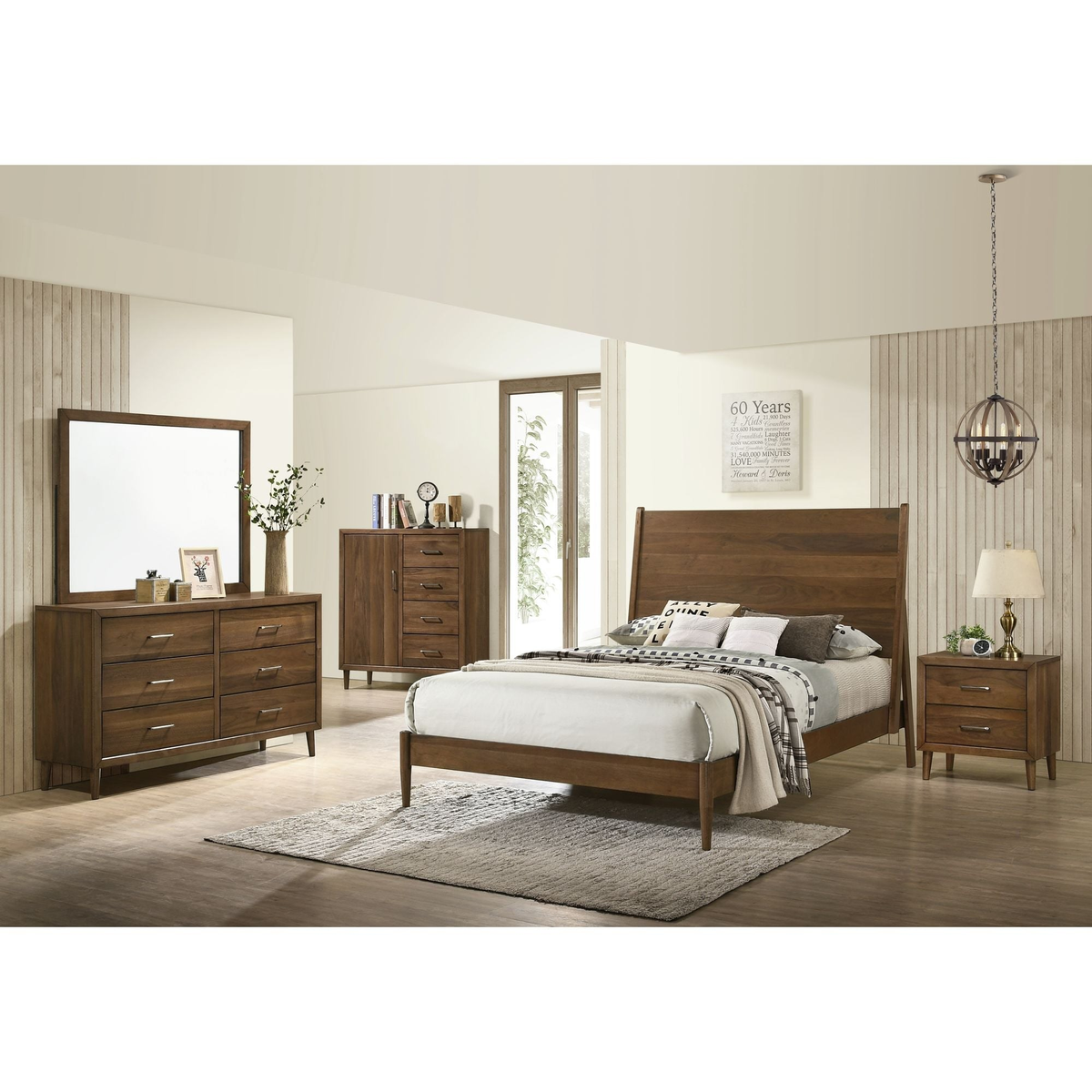 Elements International Malibu Mid-Century Brown 6-Drawer Dresser