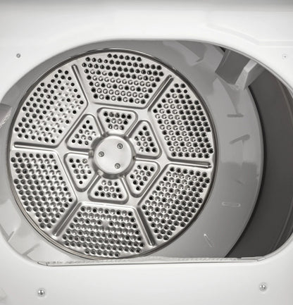 GE GTD72EBSNWS electric dryer, aluminized alloy drum detail