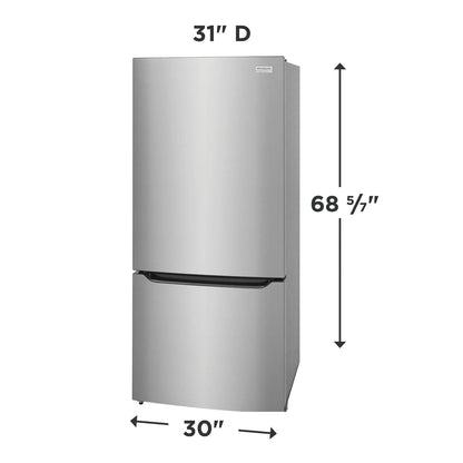 Frigidaire Gallery GRBN2012AF refrigerator with width, depth, and height marked