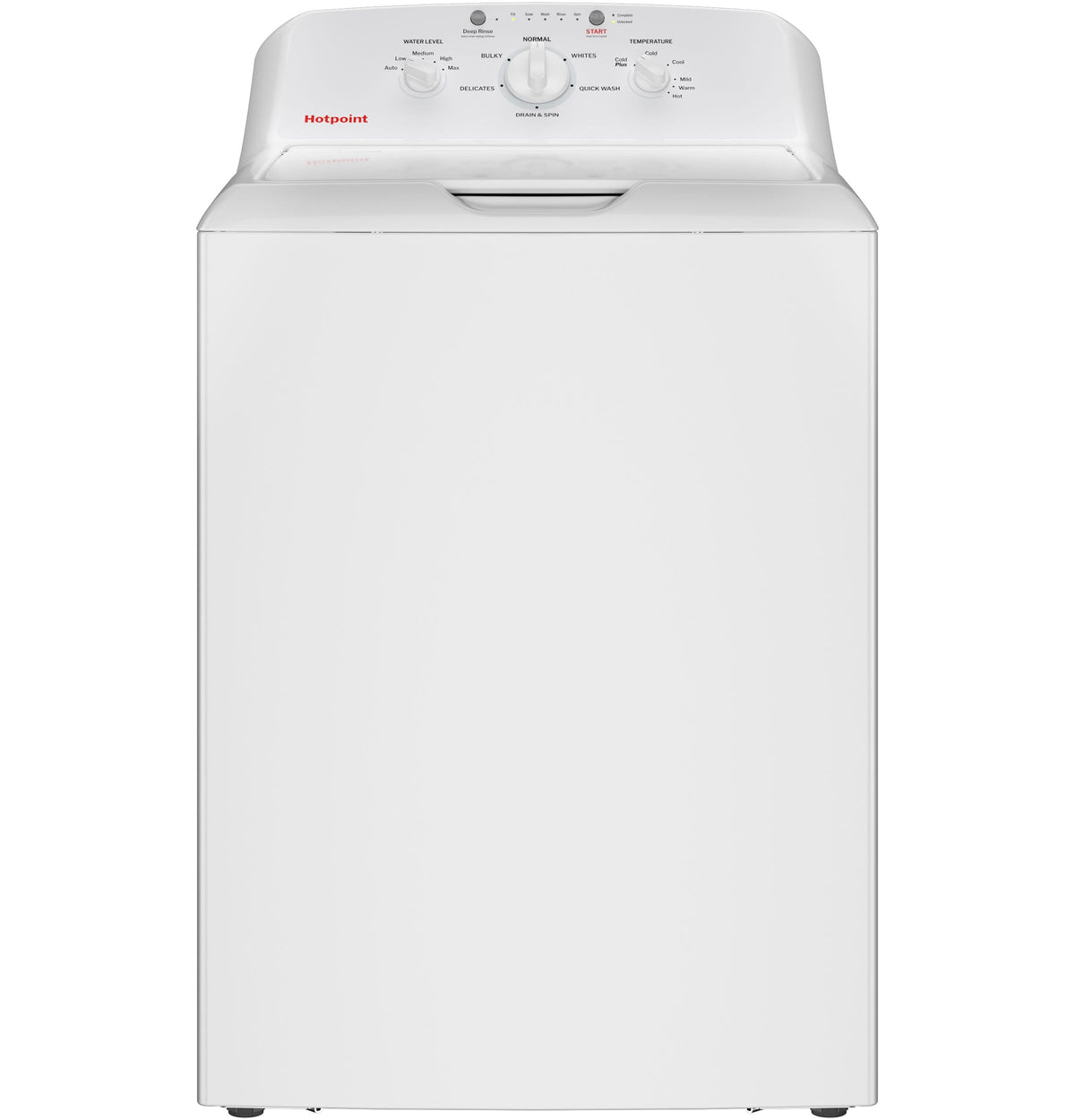 Hotpoint HTW265ASWWW white top-load washer, front view